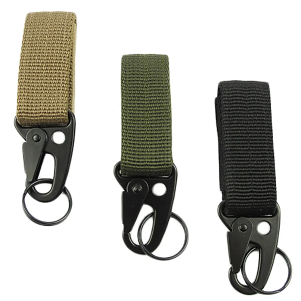 Outdoor Camping Military Tactical Nylon Belt Metal Hanging Carabiner Backpack Hook Clasp Survival Gear Keychain outdoor Tools