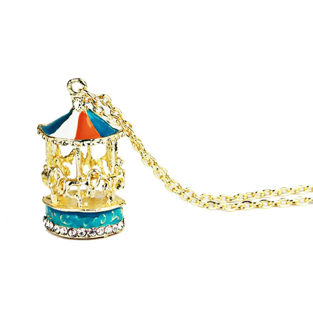 

Bohemia Retro Simple Carousel Necklace Delicate Carved Jewelry
