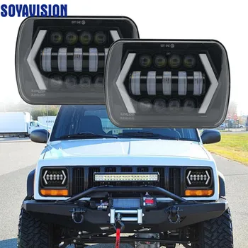 

Arrows style 5x7 Inch Headligh 7x6" inch Halo LED Headlights, Square LED Headlamp with Arrow Angel Eyes DRL Turning Replaces