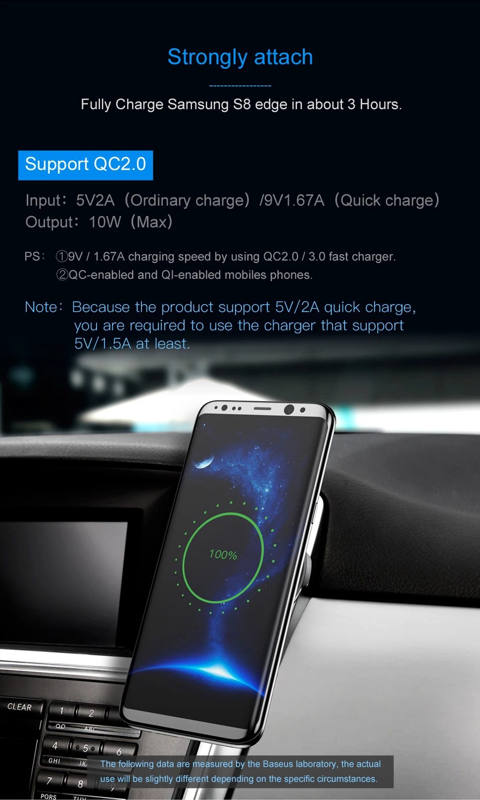 Baseus магнитный беспроводной Автомобильный Держатель зарядного устройства для iPhone X 8 8Plus Магнитный Автомобильный держатель для телефона беспроводное зарядное устройство для samsung S9 S8 S7