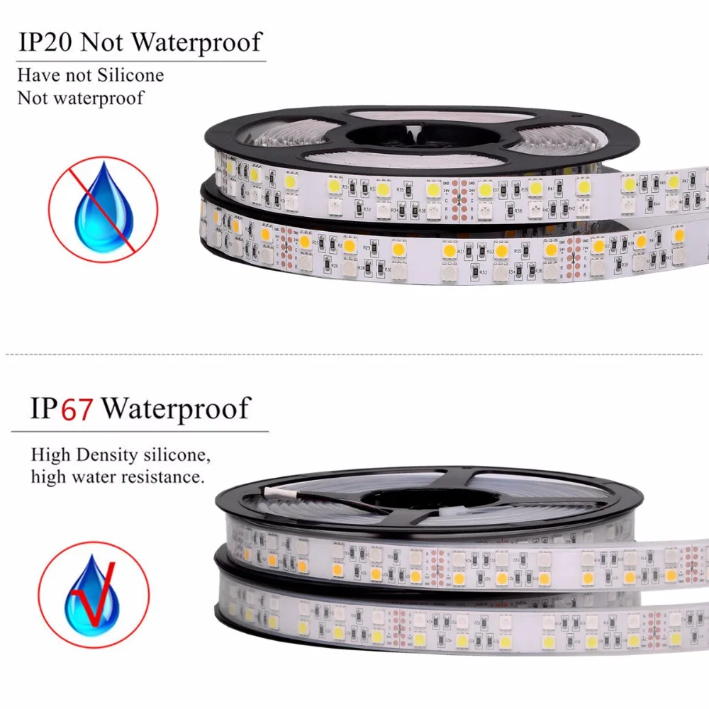 RGB Светодиодная лента Водонепроницаемая DC 24 в 5050 120 светодиодный s/m двухрядный RGBW RGBWW светодиодный светильник Гибкая неоновая лента Luz Рождественское украшение