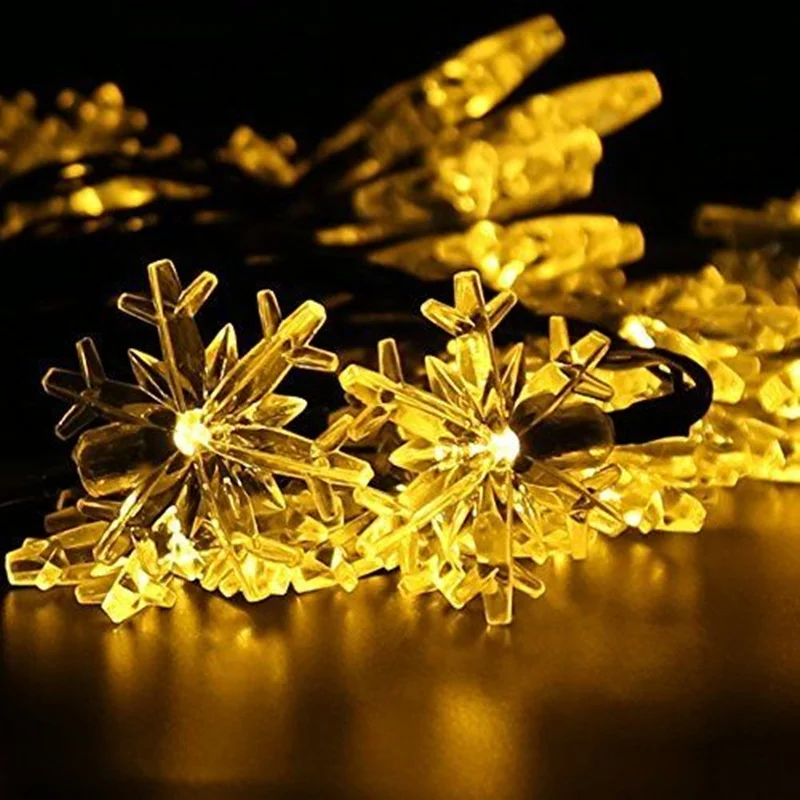Solar String Lights 20 LED 4.8 M Snowflake Solar Powered String Lights Xmas