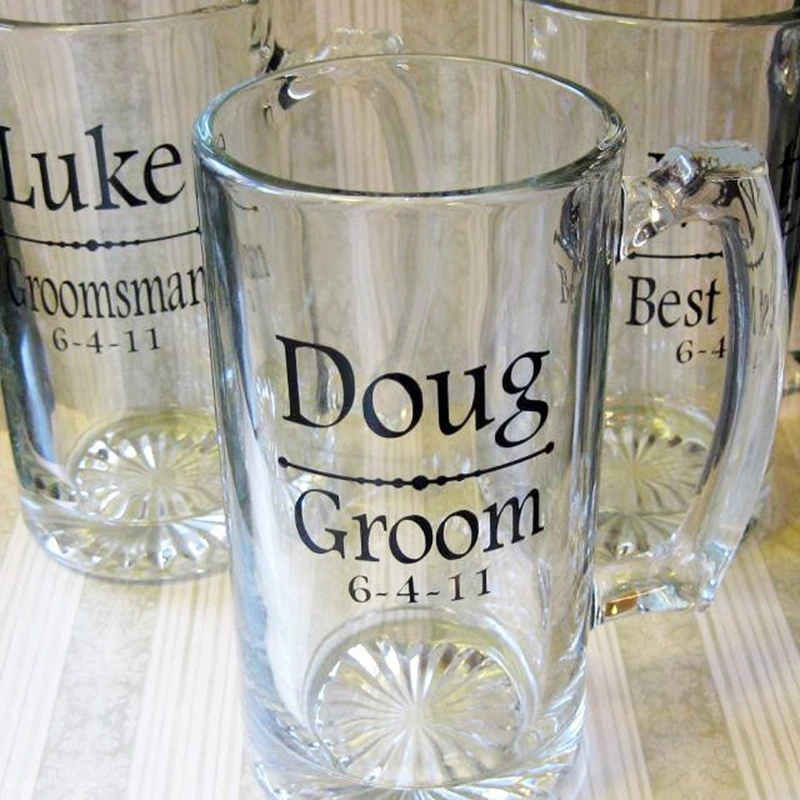 Groom Groomsmen Beer Stein Decals Wedding Personalized Decoration Party Glass Accessories Custom | Дом и сад