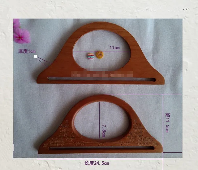 Светло-коричневый 24.5*11.5 см одноцветное деревянной ручкой 10 шт. DIY мешок вешалка кошелек, ручка Очаровательная Мода деревянные ручки сумки
