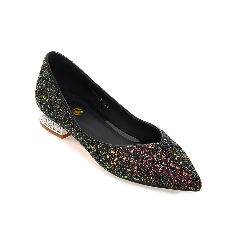 Оригинальная женская обувь на плоской подошве; стильная блестящая обувь с острым носком; цвет черный, зеленый, розовый; женская обувь; большие размеры США 3,5-10,5