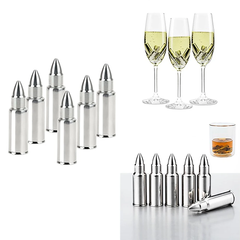 Ice Bucket Food Grade Safety 304 Stainless Steel Bullet Shaped Ice Cube Whisky Stones Wine Coffee Chiller Bar chiller Tool