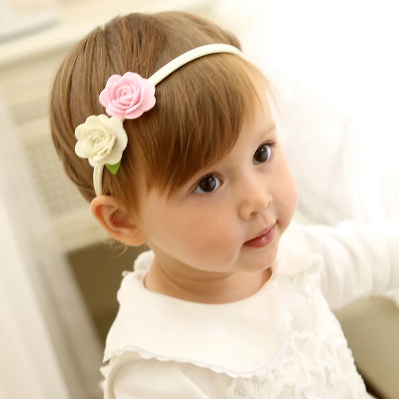 New Design Cute Baby Headband Girls Non woven Flowers Elastic Hairbands