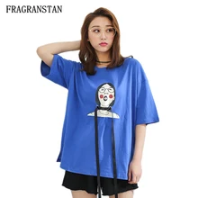 Для женщин сезон: весна–лето o-образным вырезом свободная футболка женская мода ленты абстрактный печатных верхней дамы Повседневное Высокое качество футболки JQ419