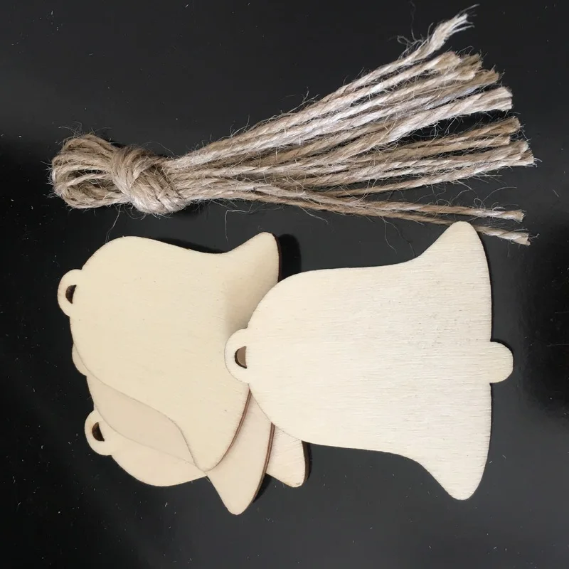 10PCS Wooden Christmas Ornaments Unfinished Wood Hanging Ornament Slices with Hole for Christmas Party Decorations, DIY Crafts - Цвет: 10