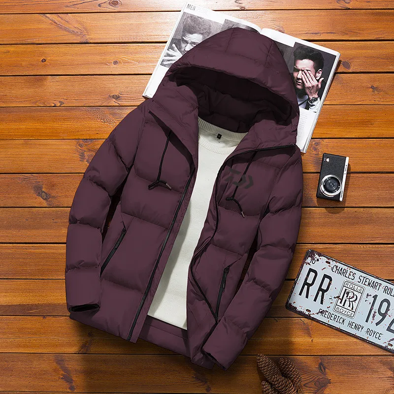 Daiwa Открытый Спорт Рыбалка хлопок с капюшоном одежда теплое пальто для мужчин M-4XL зимнее пальто - Цвет: WRed