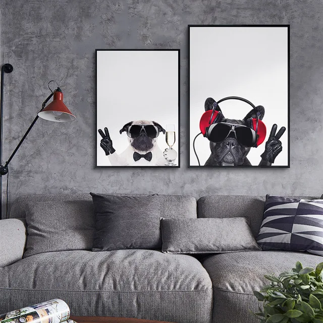 Moderne Leuke Bulldog Schilderijen Vintage Grote Kunst Poster Muur ... Moderne Leuke Bulldog Schilderijen Vintage Grote Kunst Poster Muur ...