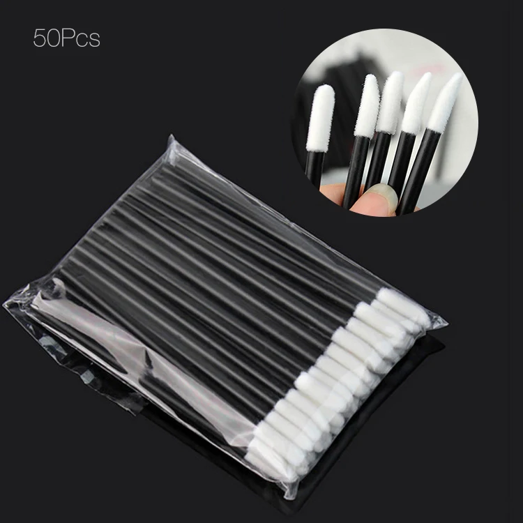 

50Pcs micro brush disposable lip brush stick black rod lip brush aplikatory jednorazowe