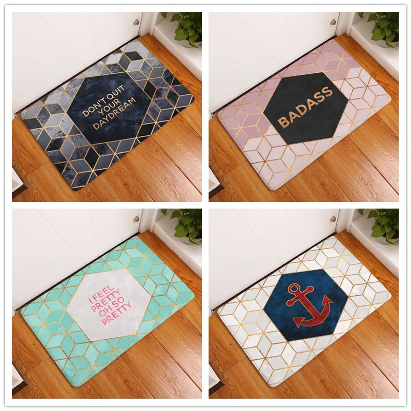 Nordic Waterproof Anti-Slip Anchor Mat Geometric Letters Carpets Bedroom Rugs Decorative Stair Mats Home Decor Crafts