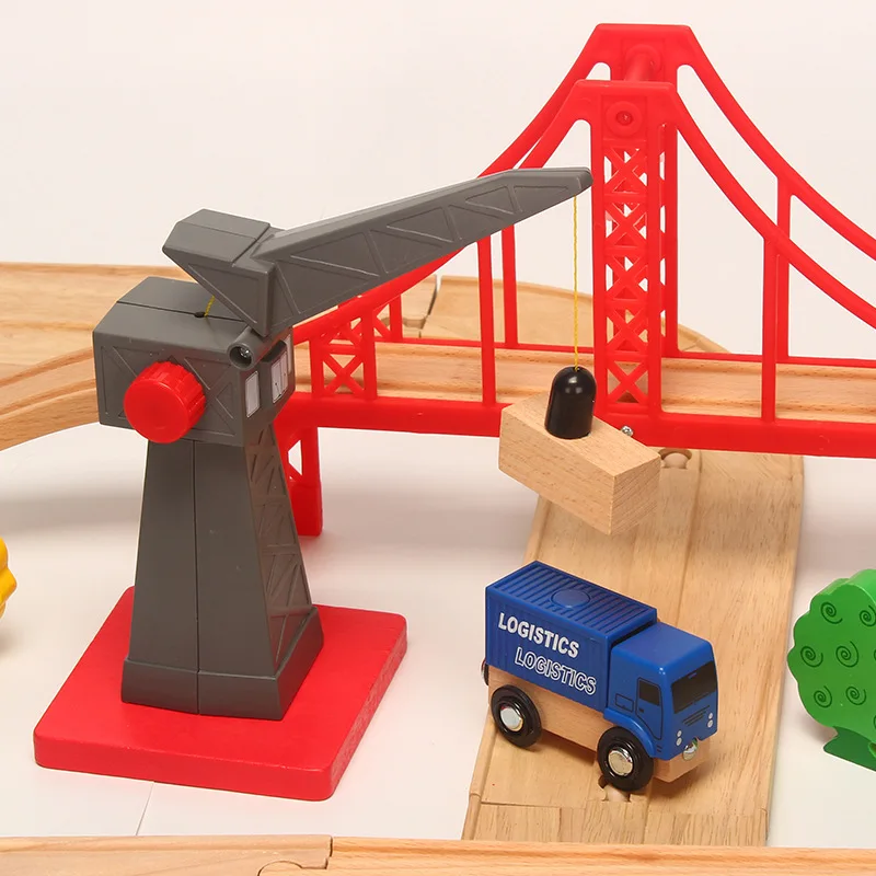 Wooden Track Train Toy Diecast Car Small Double Building Road Set Compatible With Other Brands Of Wood Tracks|Автотреки| |
