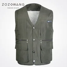 new Zozowang solid v-neck solid casual Single Breasted autumn winter brushed plus size keep warm waist coat men fashion vest men