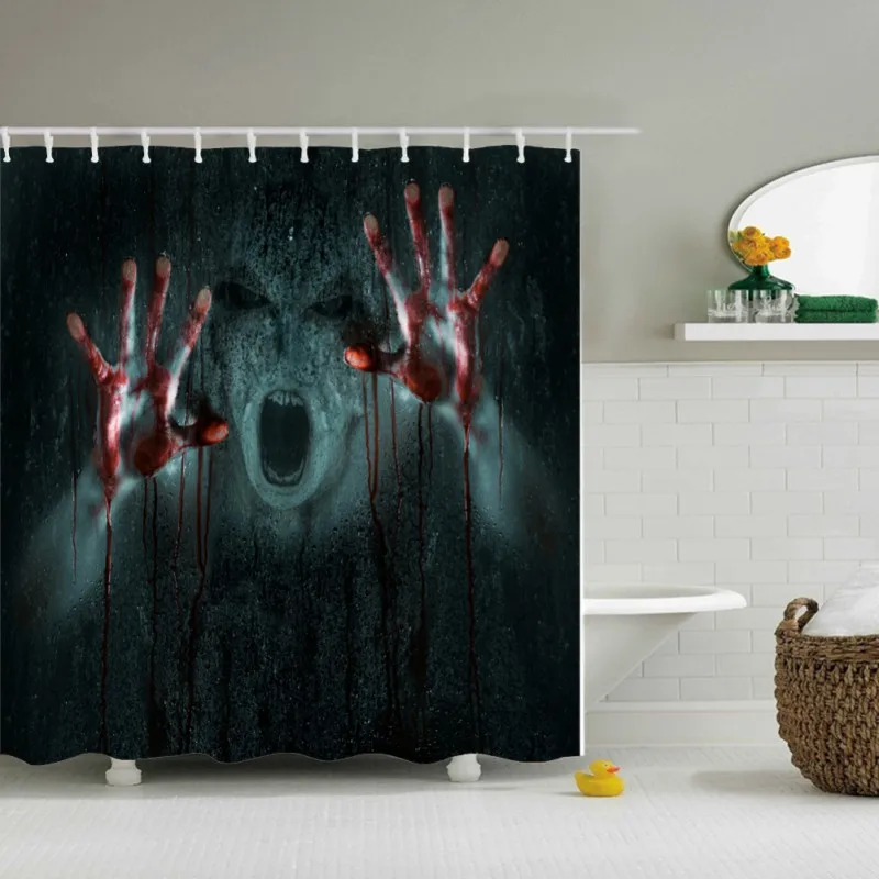 

Halloween Bathroom Horror Shower Curtain Ghosts and Blood Hand Curtain Waterproof Mildew proof Shower Curtain Theme Hotel Home