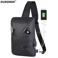 Ouronok Новое поступление Анти-кражи зарядка через usb Порты и разъёмы нагрудная сумка в стиле casual Для мужчин портфель Мужская Оксфорд Водонепроницаемый плеча Для мужчин сумка осветительная лента