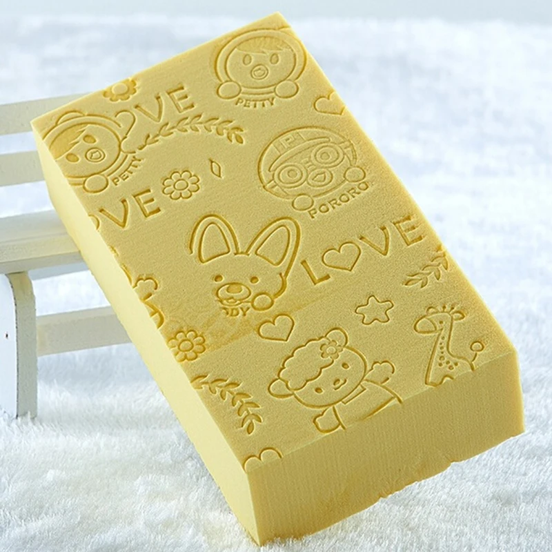 Высококачественная мягкая мультяшная Детская ванна губчатая щетка для малышей подарок для младенцев - Цвет: Цвет: желтый