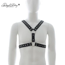 DAVYDAISY для мужчин искусственная кожа BDSM связывание с заклепками эротическое нижнее белье жилет гей нагрудный ремень для взрослых игры мужские сексуальные костюмы TA512