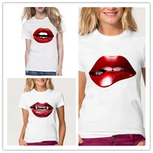 10 шт./лот алиэкспресс взрыв печати Женская футболка большие размеры 6XL сексуальные красные губы футболки, с короткими футболки с рукавами 6XL