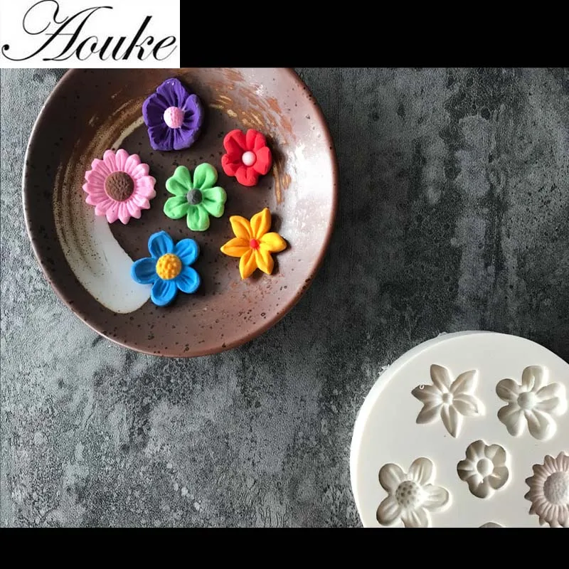 

Aouke 1PCS Many Flowers Silicone Mold Gumpaste Chocolate Fimo Clay Candy Molds Fondant Cake Decorating Tools DIY K092