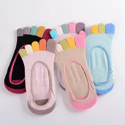 1 шт. модные Нескользящие силиконовые пять носки хлопчатобумажные пять пальцев носки невидимые носки-башмачки женская одежда