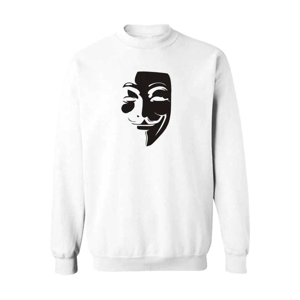 

Classic Mask V For Vendetta Capless Sweatshirt Men Hip Hop Fashion Funny Winter Hoodies Men Casual High Quality White Clothes
