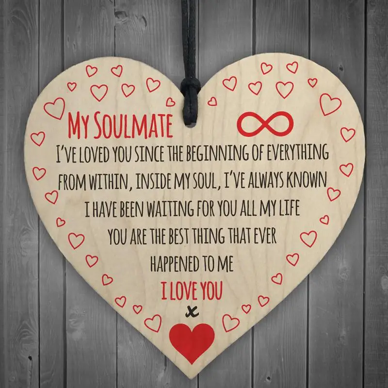 My Soulmate I Love You деревянная висячая доска в форме сердца День святого Валентина Подарочная бутылка кулон свадебное украшение