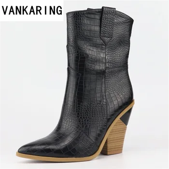 

new arrivals2019 Plus size dropship hoof high heels mid calf boots brand woman shoes slip on dress shoes pumps woman ankle boots