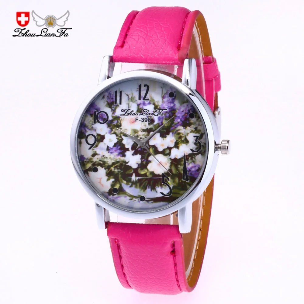 Fashion Bottle Flower Pattern Digital Scale Silver Alloy Dial 20mm Leather Strap Men Quartz font b