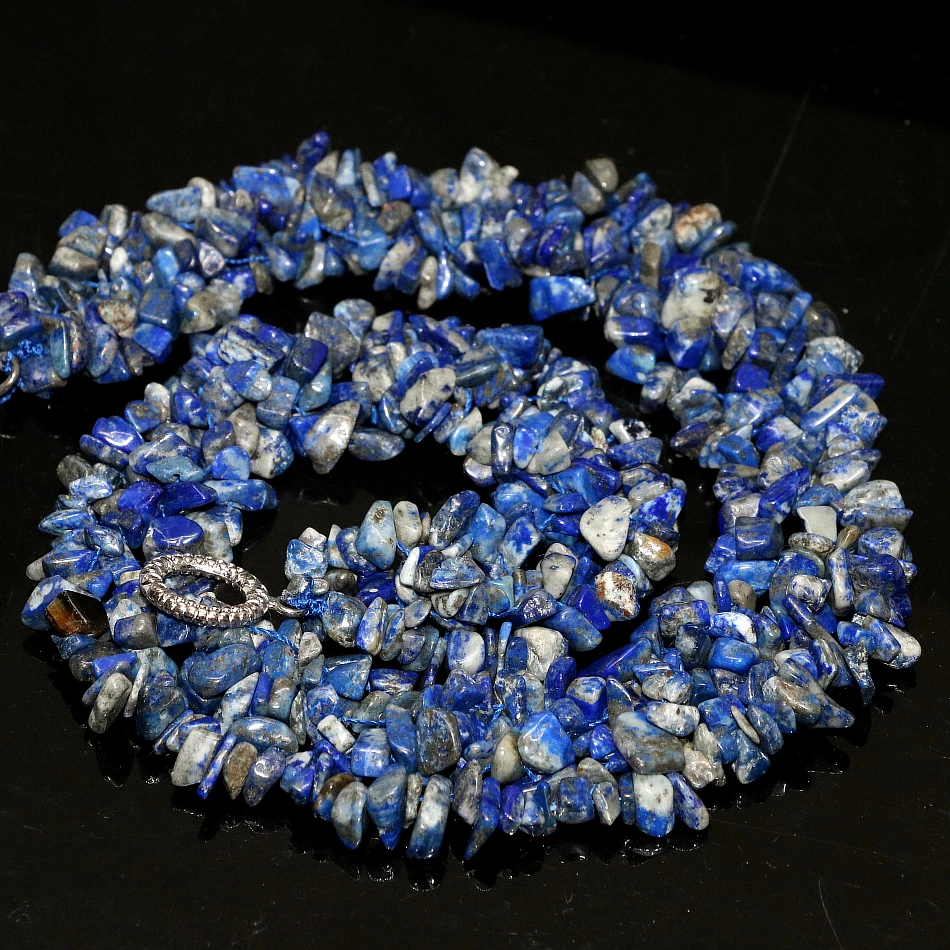 

beautiful Irregular lapis lazuli gravel stone natural beads High-grade Jewelry Necklace making 18 inches GE5362