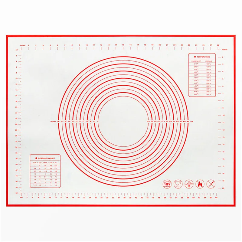 1 шт. антипригарные силиконовые коврики для выпечки из стекловолокна вкладыши коврик для раскатки теста резка теста для пиццы помадка торт кондитерские инструменты от ACEBON - Цвет: Red