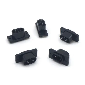 

IEC320 C8 Black 2 Terminal Power Plug Inlet Socket AC 250V 2.5A 5 Pcs