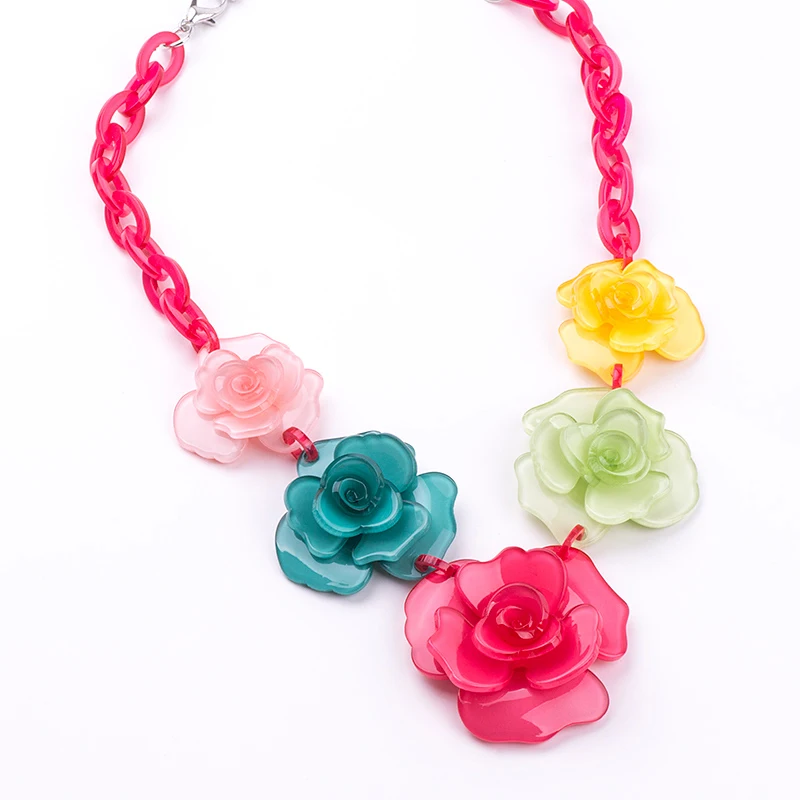 Весна Новая коллекция модные красивые смолы клевер цветок ожерелья и подвески для молодой девушки подарок ювелирные изделия