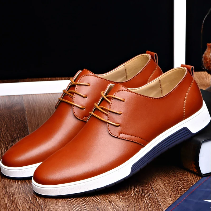 

Men shoes plus size 11.5-15 lace-up man shoes leather genuine breather comfortable designer leather casual shoes