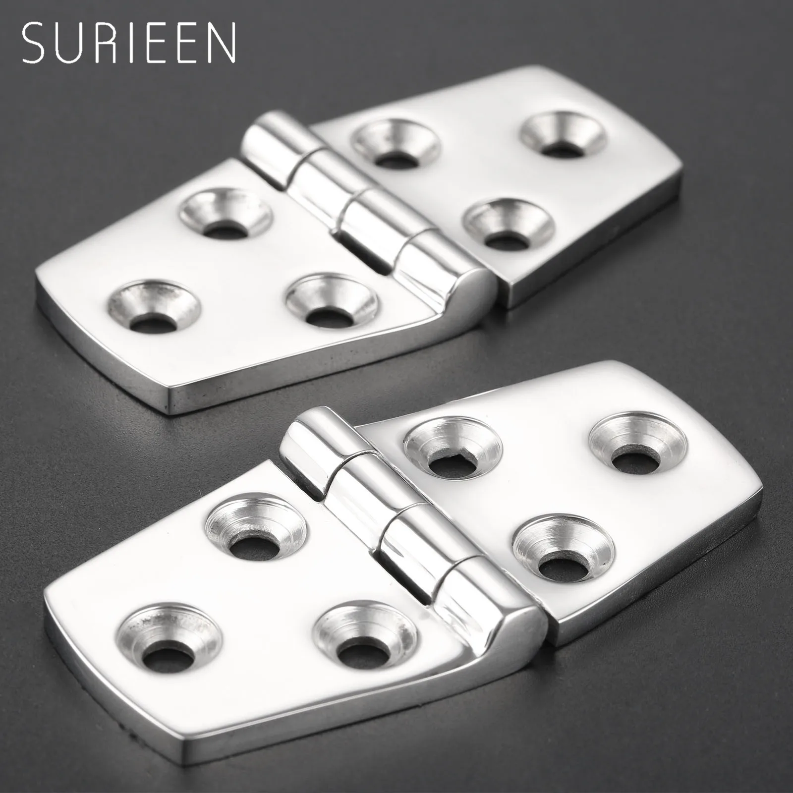 SURIEEN 2pcs 3" Stainless Steel Boat Marine Grade Flush Door Hatch Compartment Hinges Silver 38x76mm Fit Marine Doors Or Windows