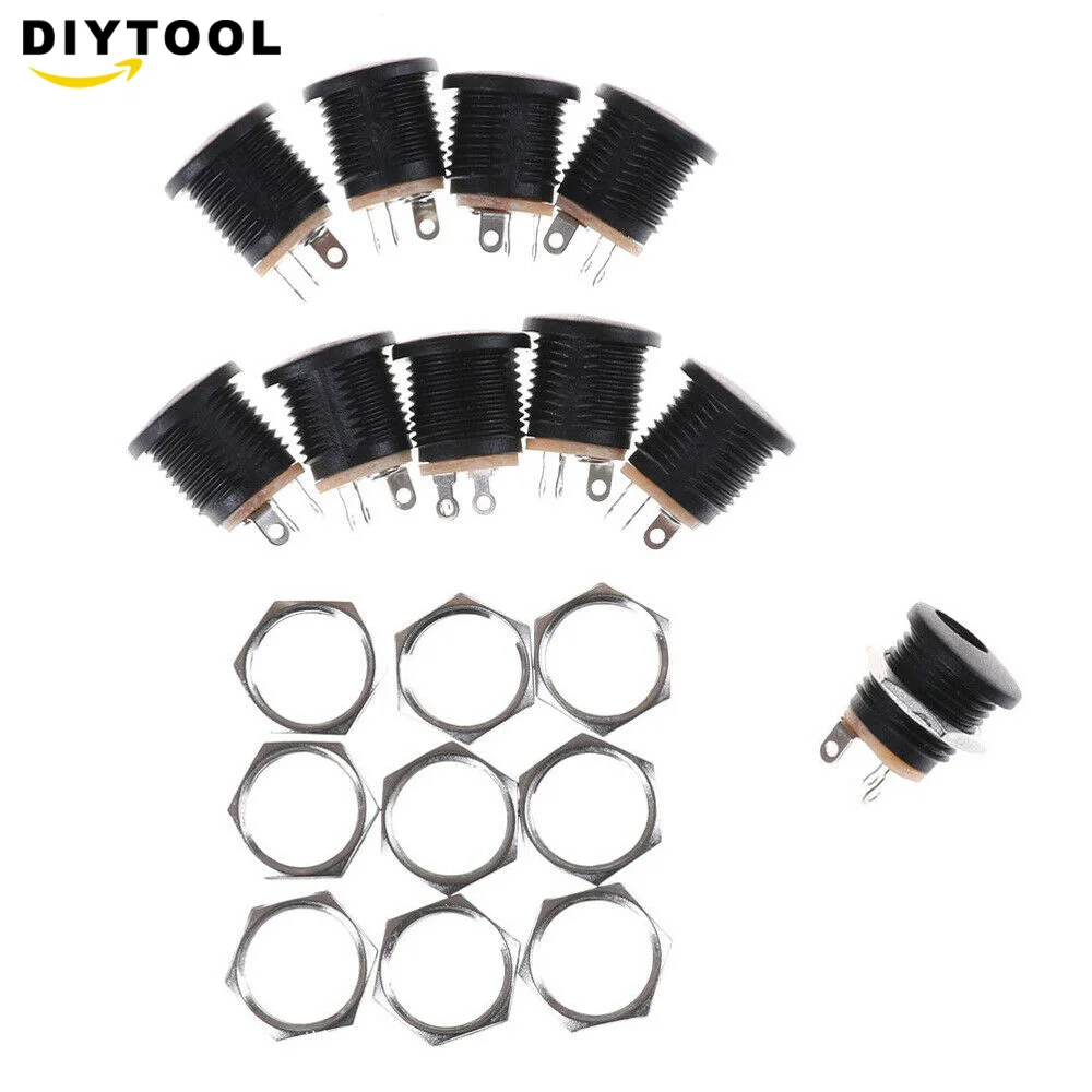 

10PCS DC-022 5.5-2.1 Round hole screw nut DC power socket /outlet /jack good quality and ROHS