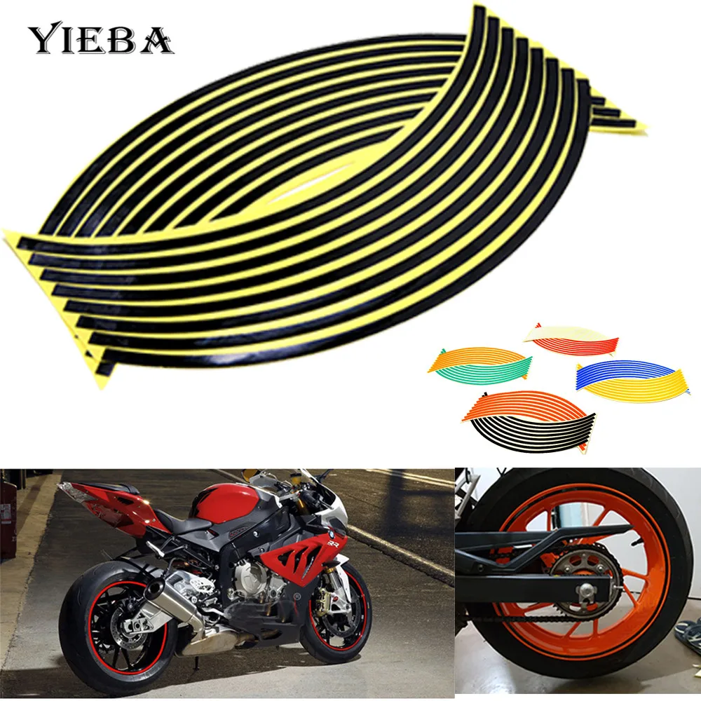 Motorcycle Style 17&amp;amp;amp;quot;18&amp;amp;amp;quot; Wheel Hub Rim Reflective Tape Decal Stickers Reflector  Bands Car Styling FOR Kawasaki z800 z750 z250 F1