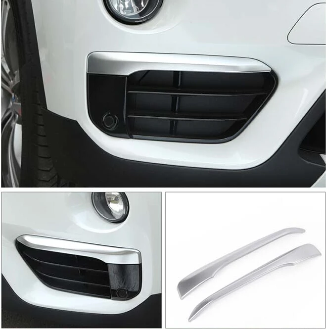 

CAPQX 1Pair For BMW X1 F48 2016 2017 2018 ABS Chrome Front fog light lamp decoration frame trim Cover Cap Strip Garnish panel