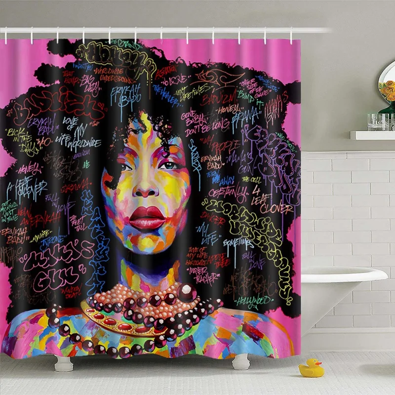 

Useful 3D Woman Shower Curtain High-definition Digital Printing Metal Perforation Environmental Tasteless Curtain New