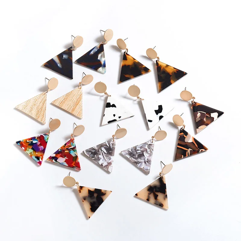 

2019 New Fashion Jewelry Leopard Earrings Tortoiseshell Brincos Geometry Earrings for Women Acrylic Triangle Earring Wholesale