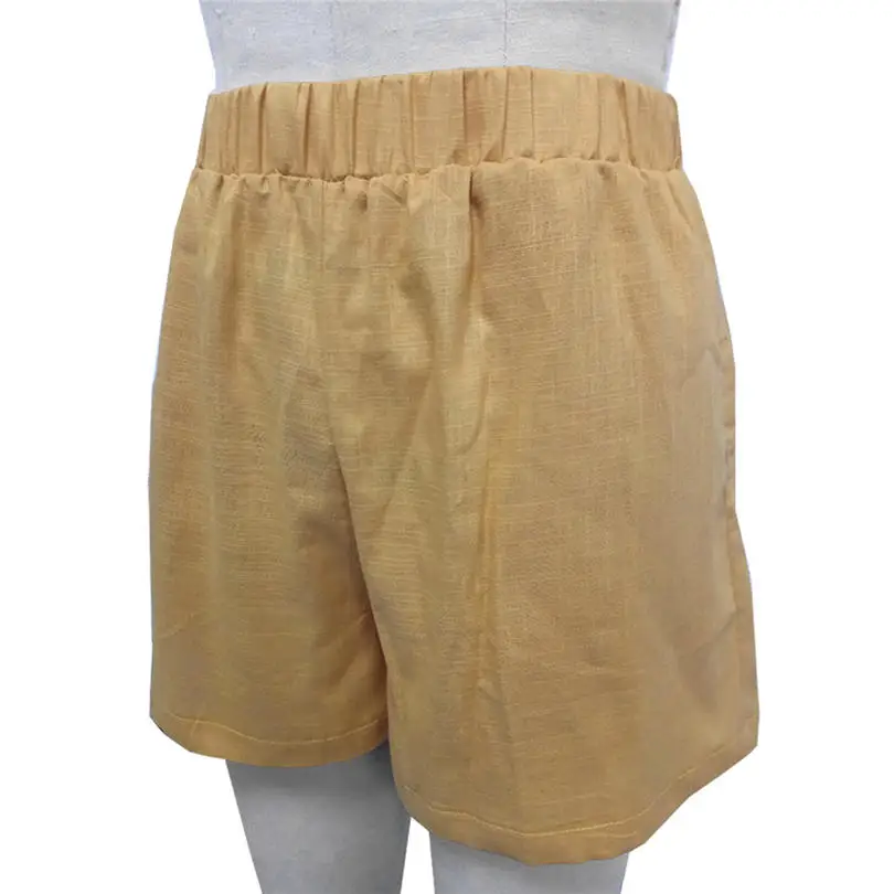 New Women Short Summer Hot Sale Beach Fashion Casual High Waist Loose Casual Cotton Linen Pockets Shorts Pants #4A19 (12)