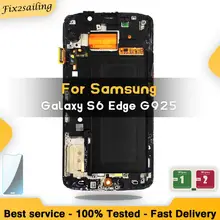 סופר Amoled לסמסונג גלקסי S6 קצה G925 G925F G925A LCD תצוגה עם מסגרת מסך מגע Digitizer הרכבה מלאה החלפה(China)