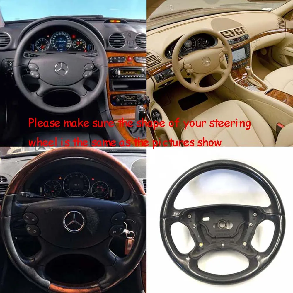 Чехол на руль из черной кожи под дерево для Mercedes 03 09 W209 A209 CLK CLK280 R230 SL SL350 SL55 05 10 w222 C222