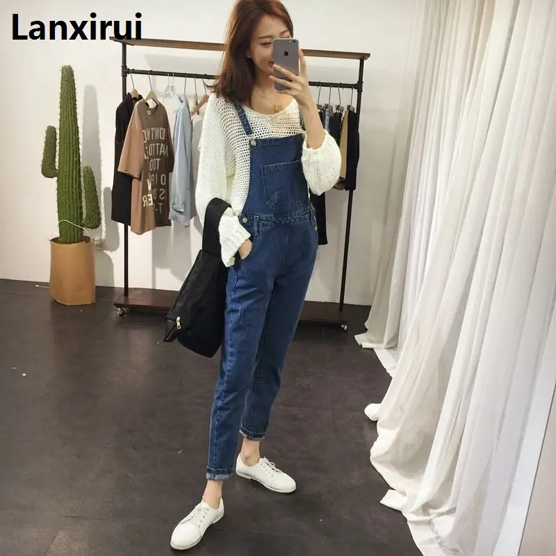 New Women Ripped Denim Jumpsuits Casual Sexy Stretch Romper Simple Denim Pencil Overalls Stretch Slim Dungarees