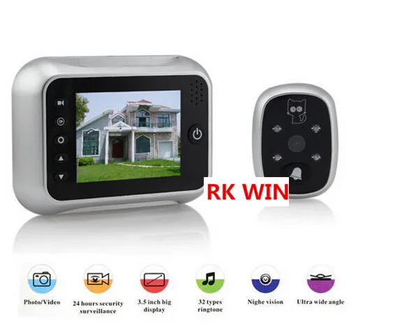 

3.5" TFT LCD Color Screen door bell viewer digital door peephole viewer camera take photo+video record+wide angle+Nightvision