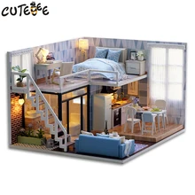 CUTEBEE DIY Doll House Wooden Doll Houses Miniature dollhouse Furniture Kit Toys for children Christmas Gift L023