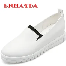 ENMAYDA Brand Shoes Woman Spring and Autumn New Flats 2 Colors White Shoes Round Toe Slip-on Platform Solid Flats Casual Shoes