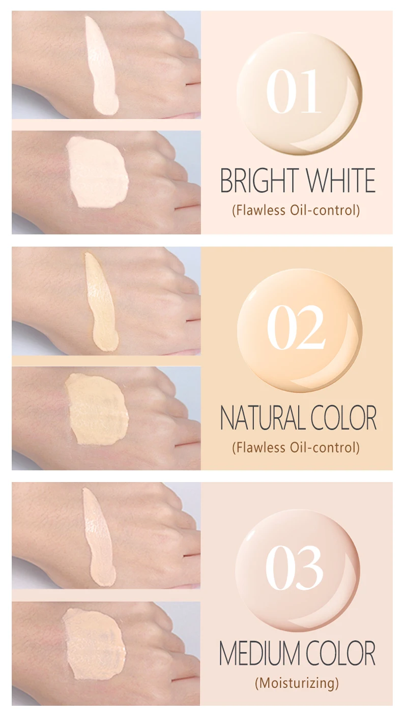 HENLICS Organic Plant Essential Oil CC Cream Face Makeup Liquid Foundation Concealer with Moisturizer Oil-control Function (5)
