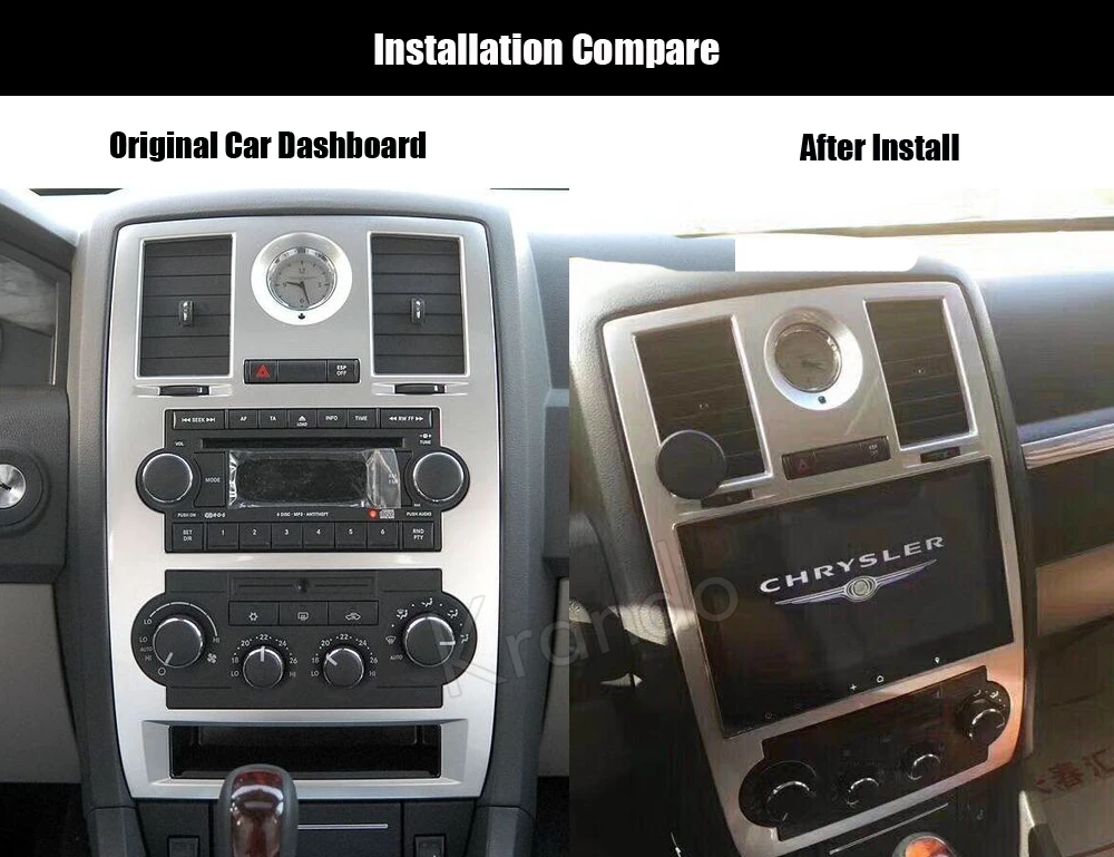 Discount Krando Android 8.1 9" car navigation system for chrysler 300c 2004 2005 2006 2007 2008 radio gps multimedia WIFI playstore 2
